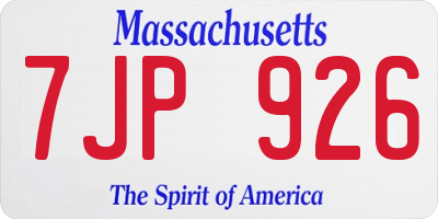 MA license plate 7JP926