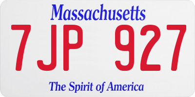 MA license plate 7JP927