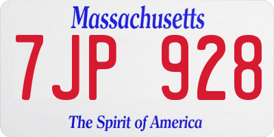 MA license plate 7JP928