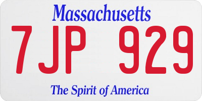 MA license plate 7JP929