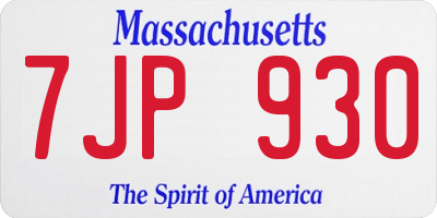 MA license plate 7JP930
