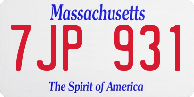 MA license plate 7JP931