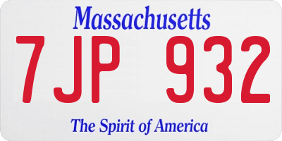 MA license plate 7JP932