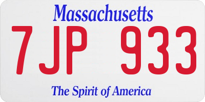 MA license plate 7JP933