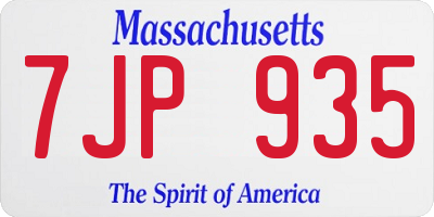 MA license plate 7JP935