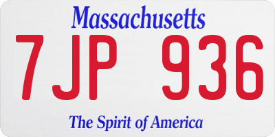 MA license plate 7JP936
