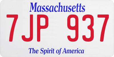 MA license plate 7JP937