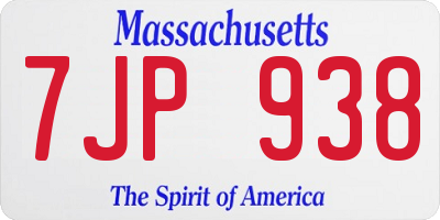 MA license plate 7JP938
