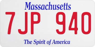 MA license plate 7JP940