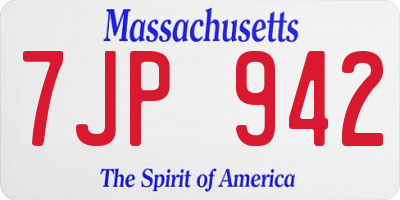 MA license plate 7JP942