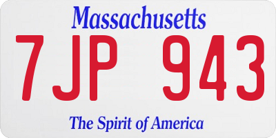MA license plate 7JP943