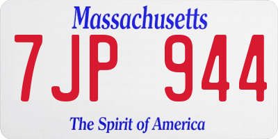 MA license plate 7JP944