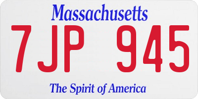 MA license plate 7JP945