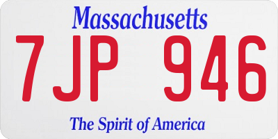 MA license plate 7JP946