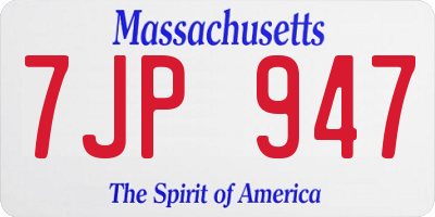 MA license plate 7JP947