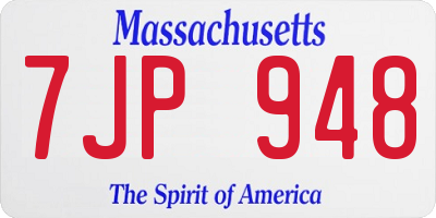 MA license plate 7JP948