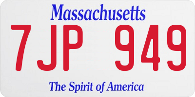 MA license plate 7JP949
