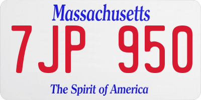MA license plate 7JP950