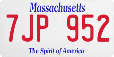 MA license plate 7JP952
