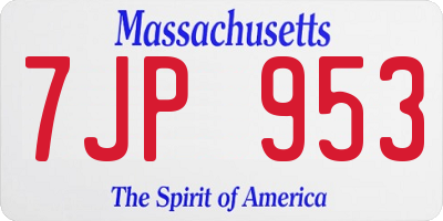 MA license plate 7JP953