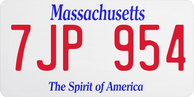 MA license plate 7JP954