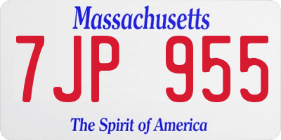 MA license plate 7JP955