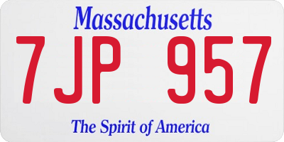 MA license plate 7JP957