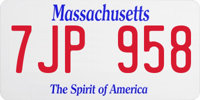 MA license plate 7JP958