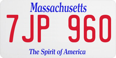 MA license plate 7JP960