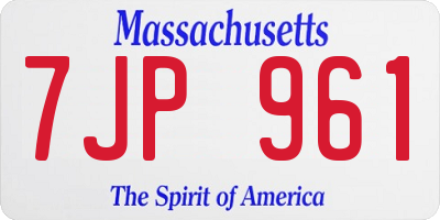 MA license plate 7JP961