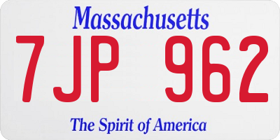 MA license plate 7JP962