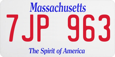 MA license plate 7JP963