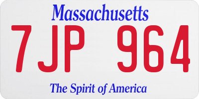 MA license plate 7JP964