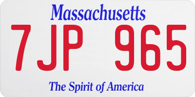 MA license plate 7JP965