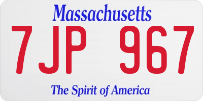 MA license plate 7JP967