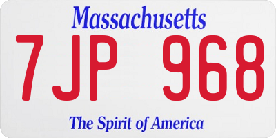 MA license plate 7JP968