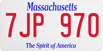 MA license plate 7JP970
