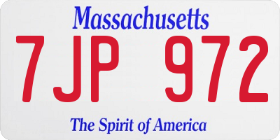 MA license plate 7JP972