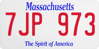 MA license plate 7JP973