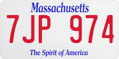 MA license plate 7JP974