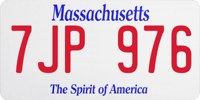 MA license plate 7JP976
