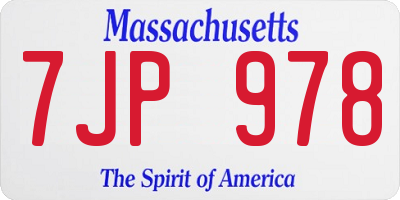 MA license plate 7JP978
