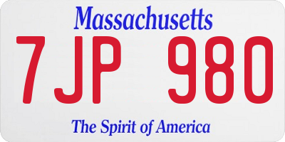 MA license plate 7JP980