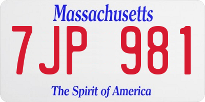 MA license plate 7JP981