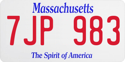 MA license plate 7JP983