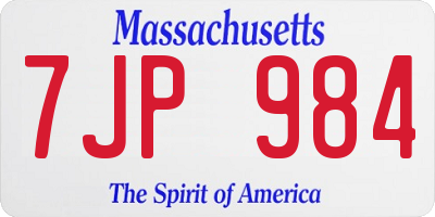 MA license plate 7JP984