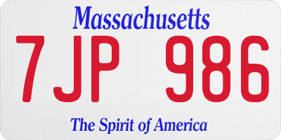 MA license plate 7JP986