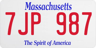 MA license plate 7JP987