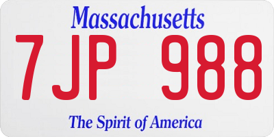 MA license plate 7JP988