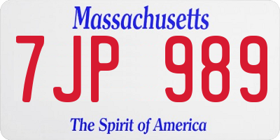 MA license plate 7JP989